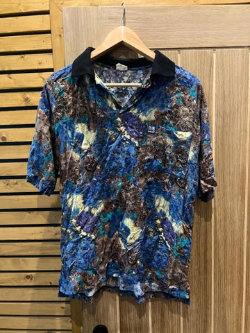 Vintage Club Barbados Patterned Blue Polo Shirt S