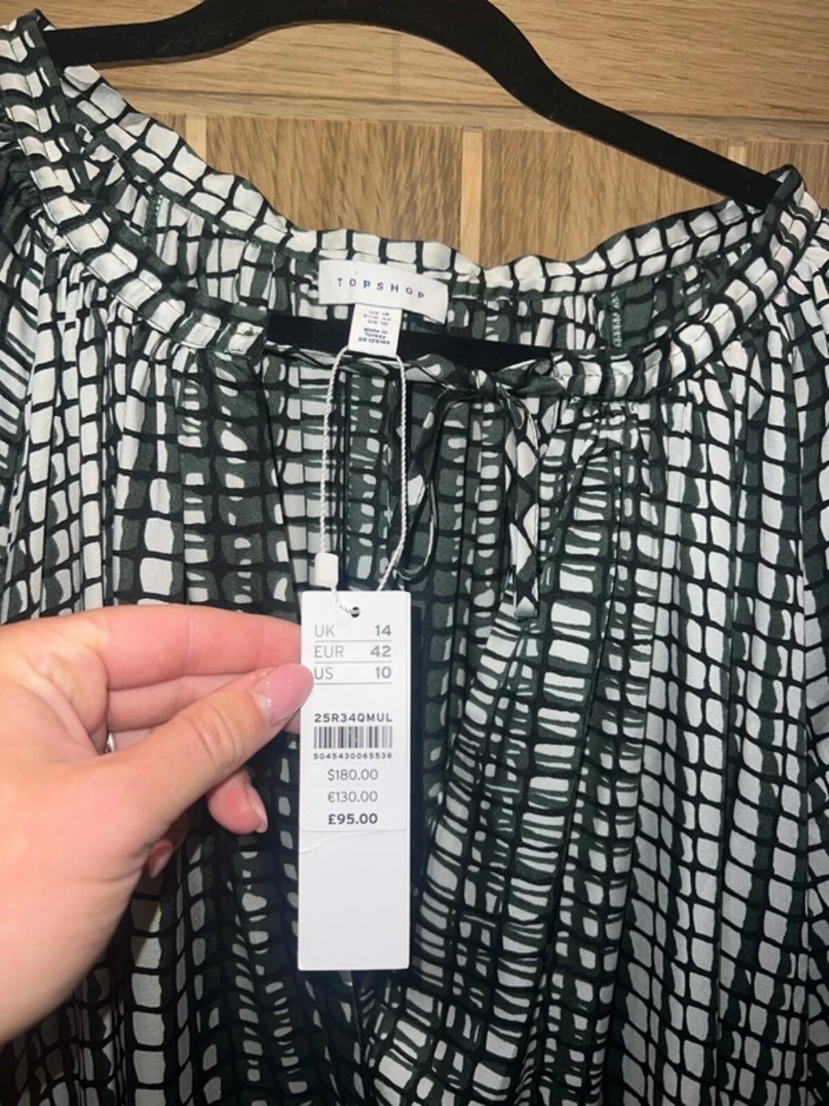 Topshop Boutique Green Print Maxi Dress 14 NEW