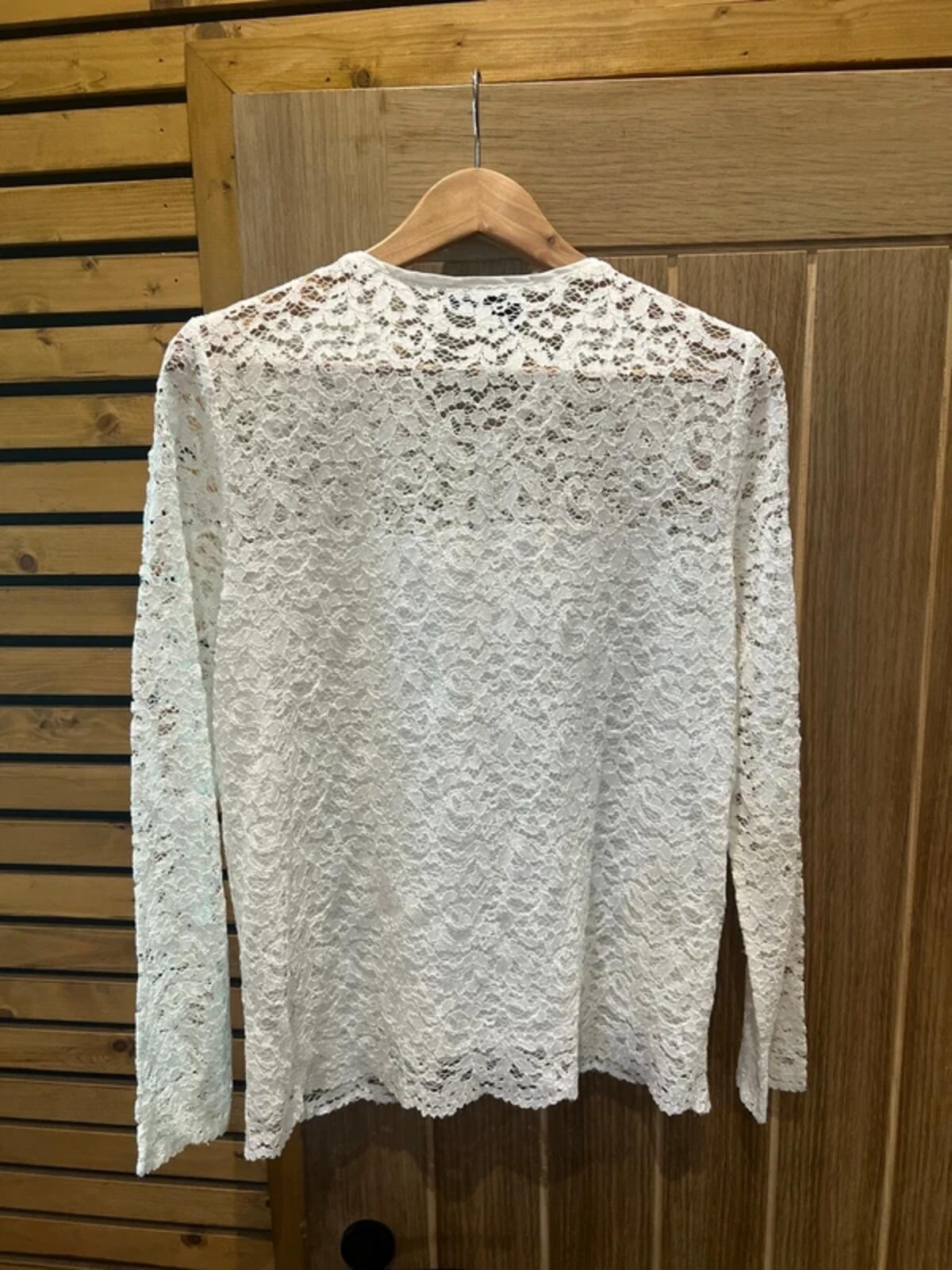 The Kooples White Lace Zip Top L