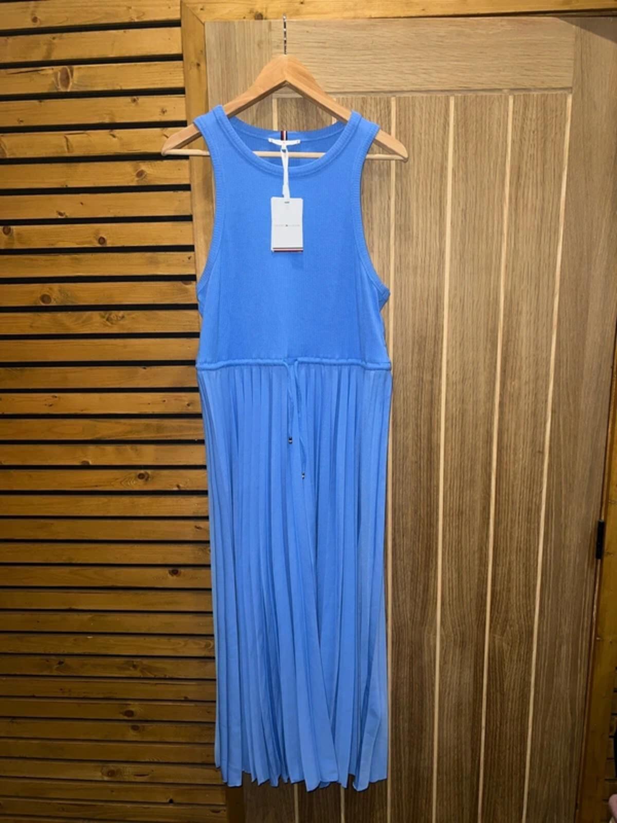 Tommy Hilfiger Blue Pleated Rib Tank Dress XL NEW