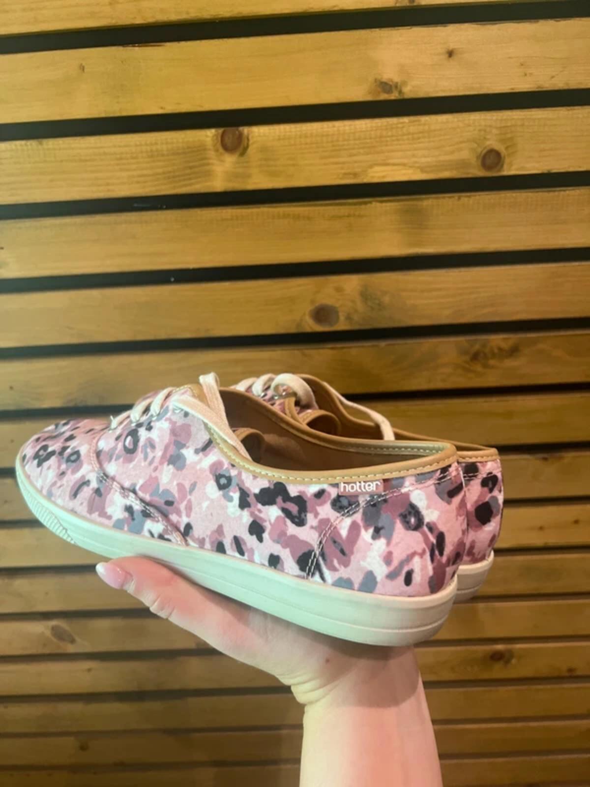 Hotter Mabel Oxford Pink Floral Pumps Canvas Shoes UK6.5