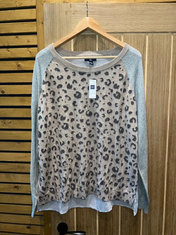 GAP Leopard Print Long Sleeved Top XL NEW