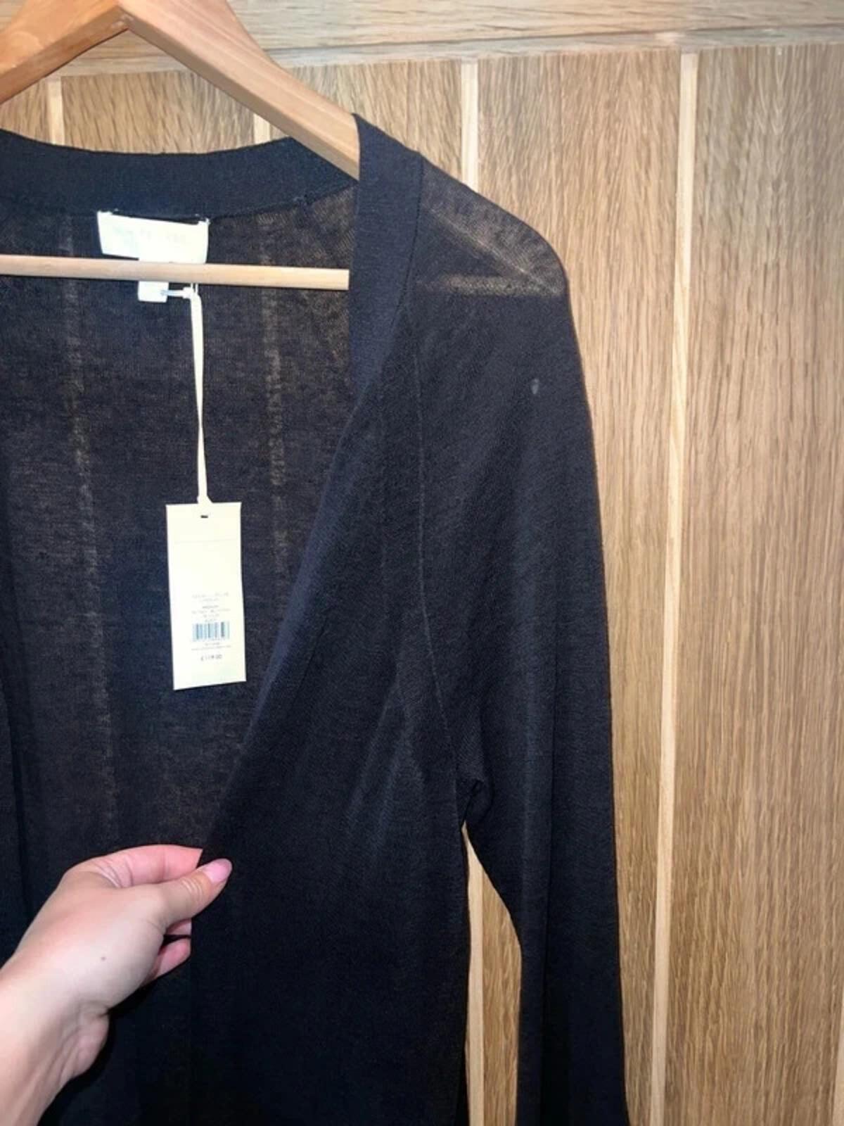 The White Company Longline Black Cardigan M NEW