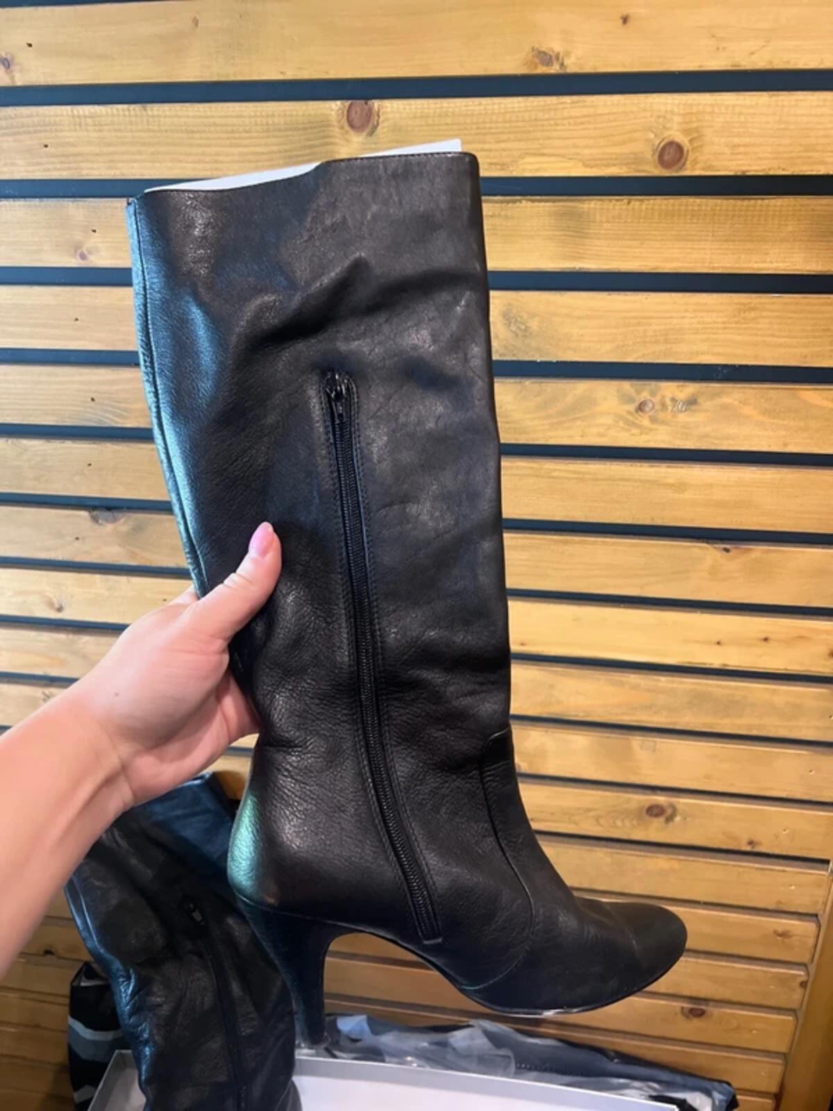 Wallis Black Long Leather Boots UK5