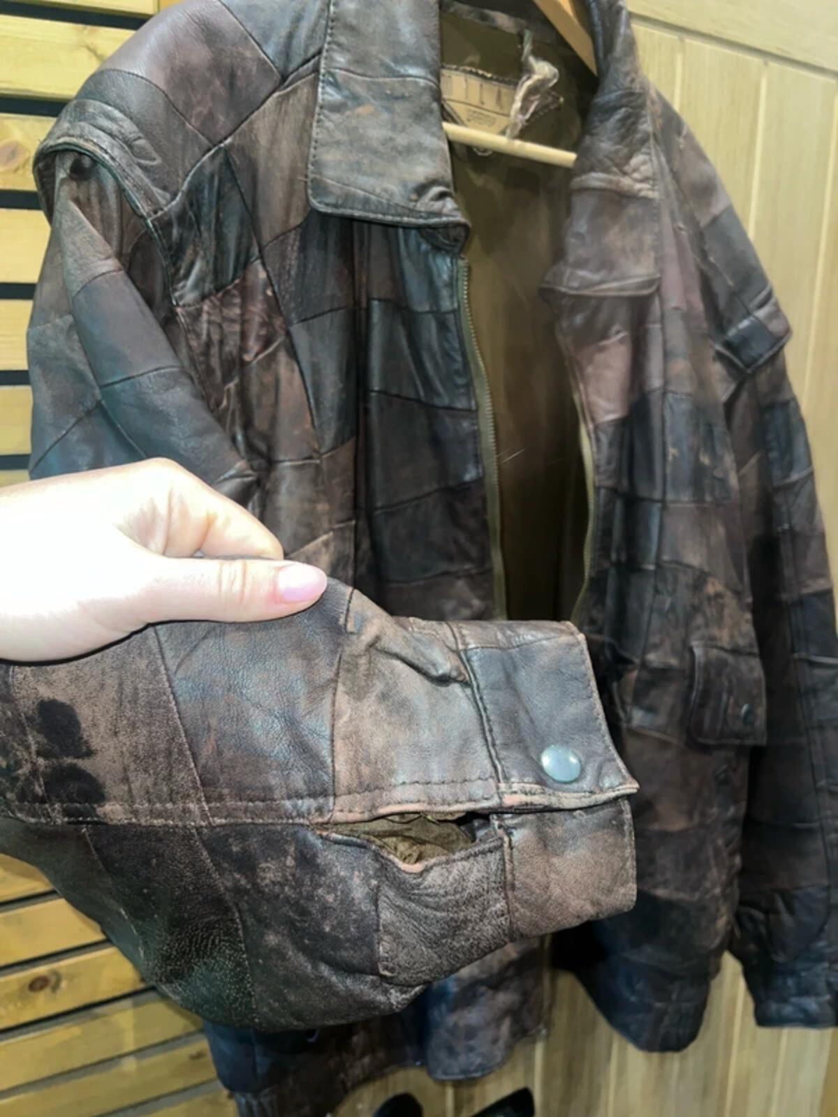 Vintage 1980’s Milan Brown Patchwork Leather Bomber Jacket XL
