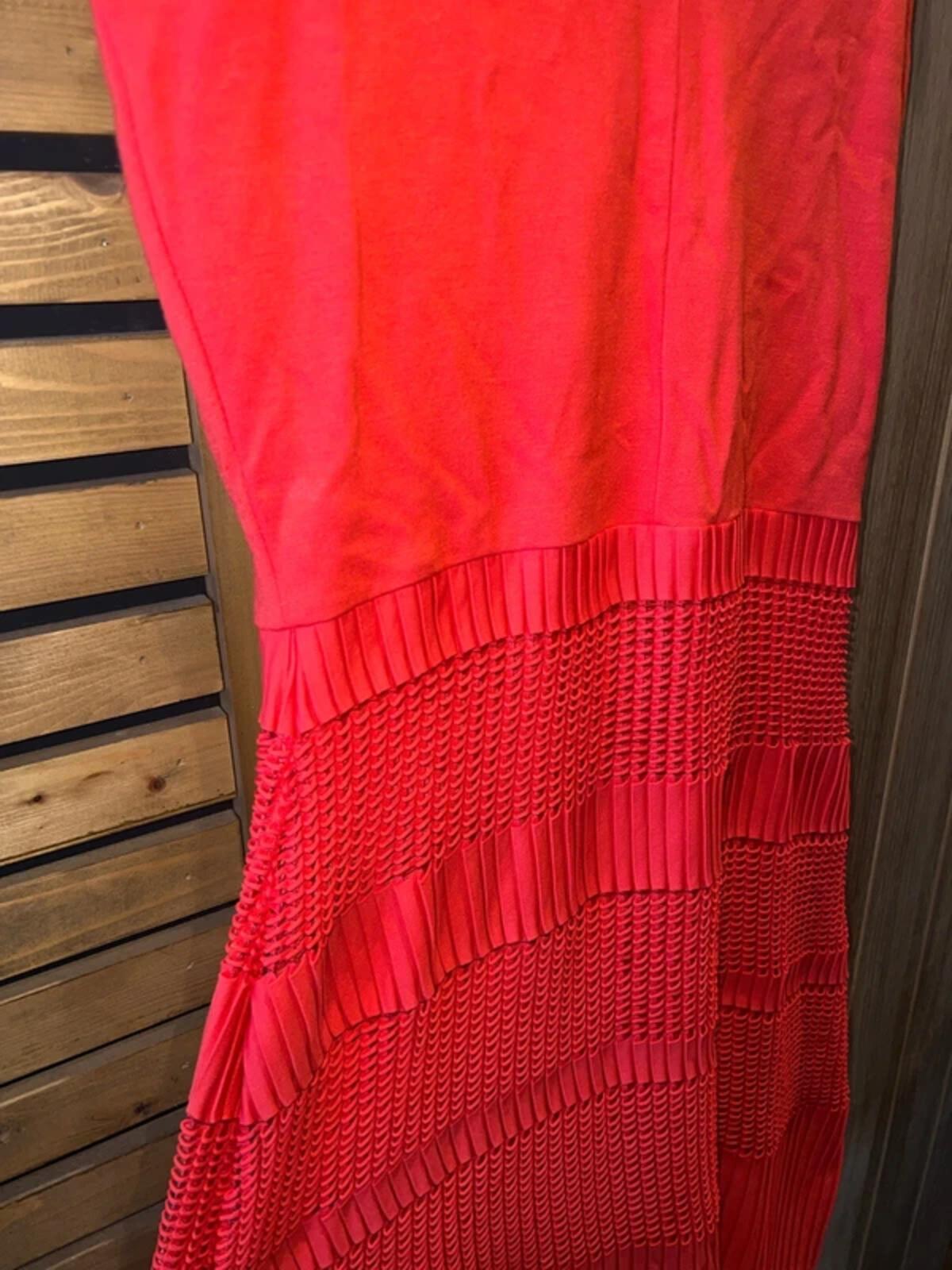 French Connection Coral Pleated Lace V Neck Dress 12