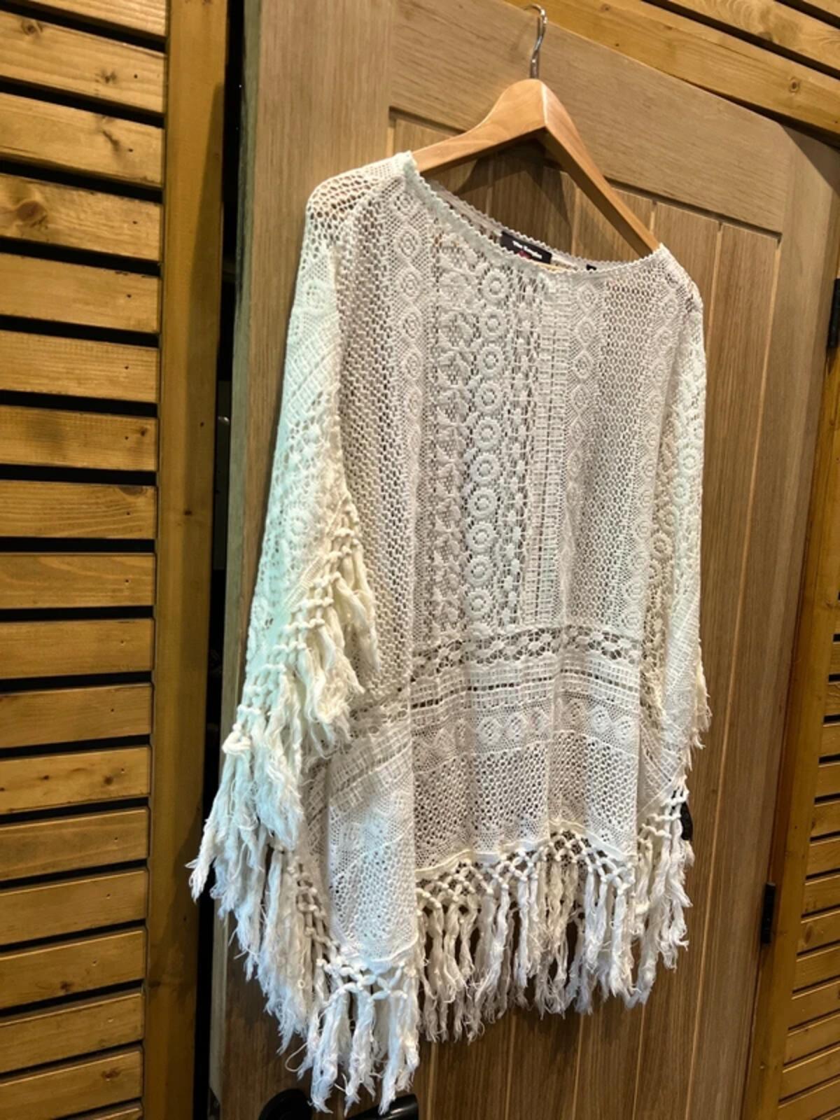 The Kooples Sunrise Designer Lace Broderie Boho Poncho