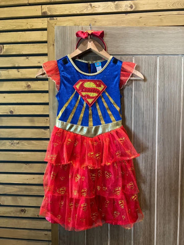 Supergirl DC Fancy Dress Costume & Headband 7-8Y