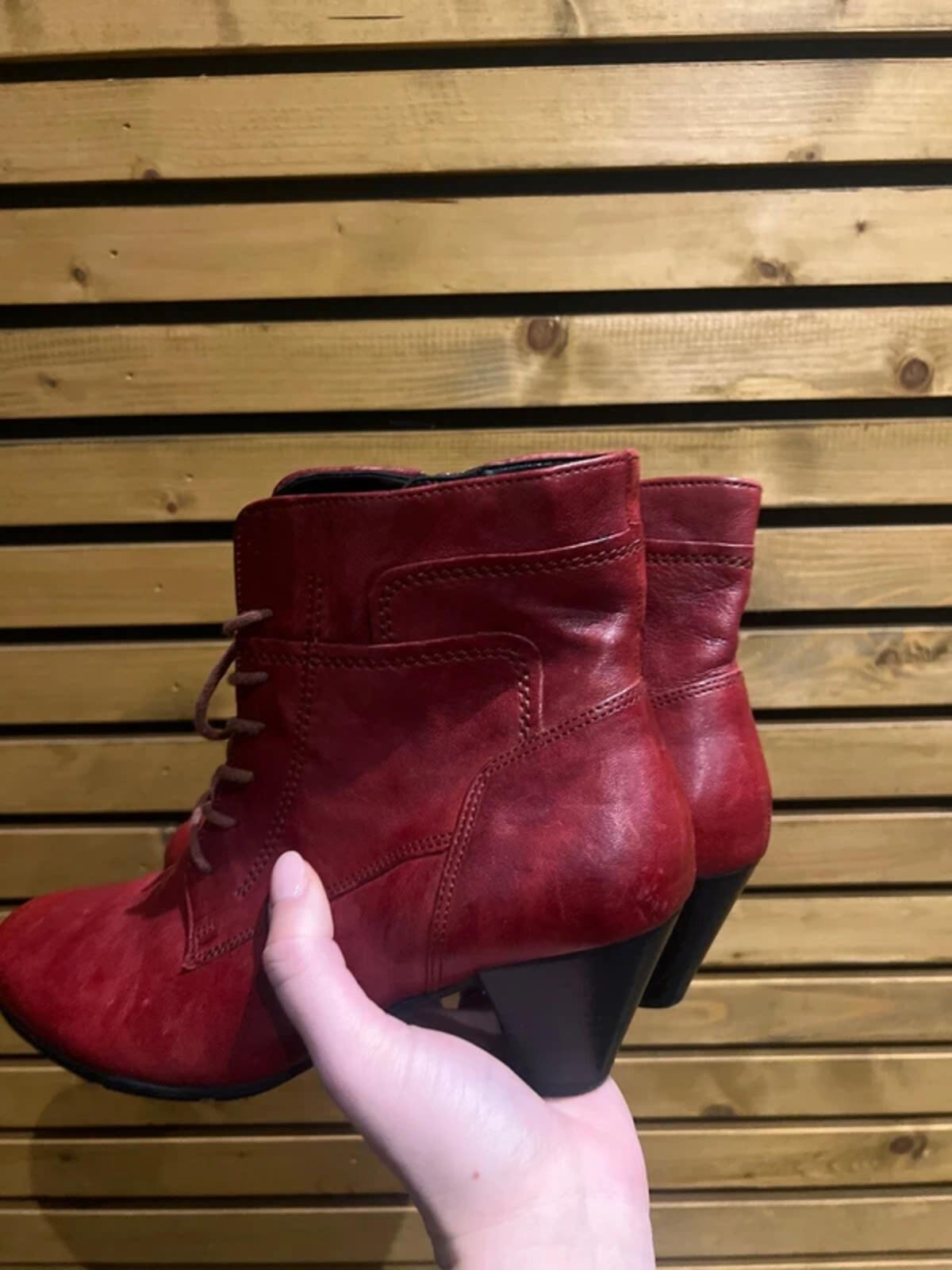 Gabor National Dark Red Leather Ankle Boots UK6.5