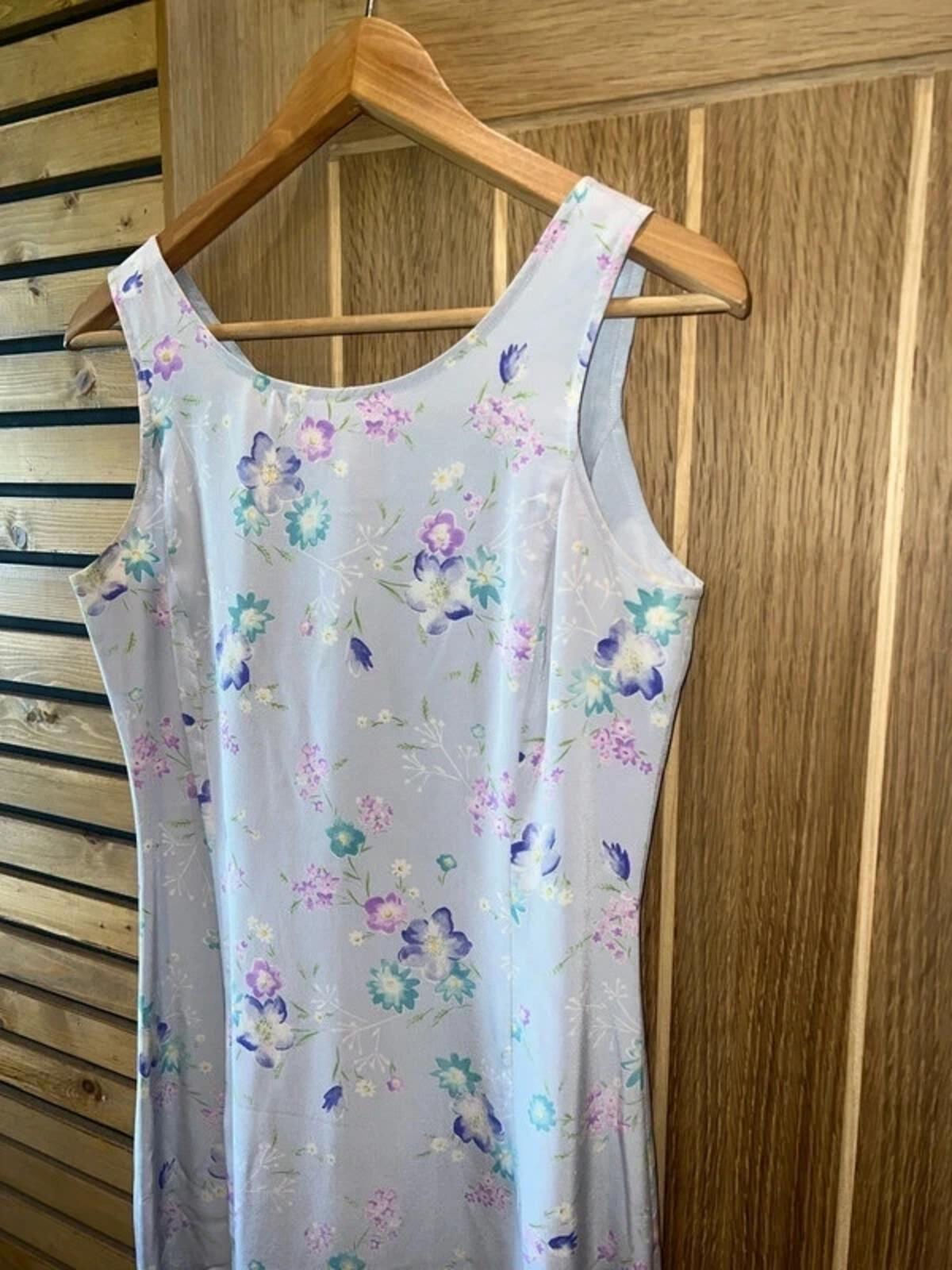 Vintage 1980s Laura Ashley Floral Silk Dress 10