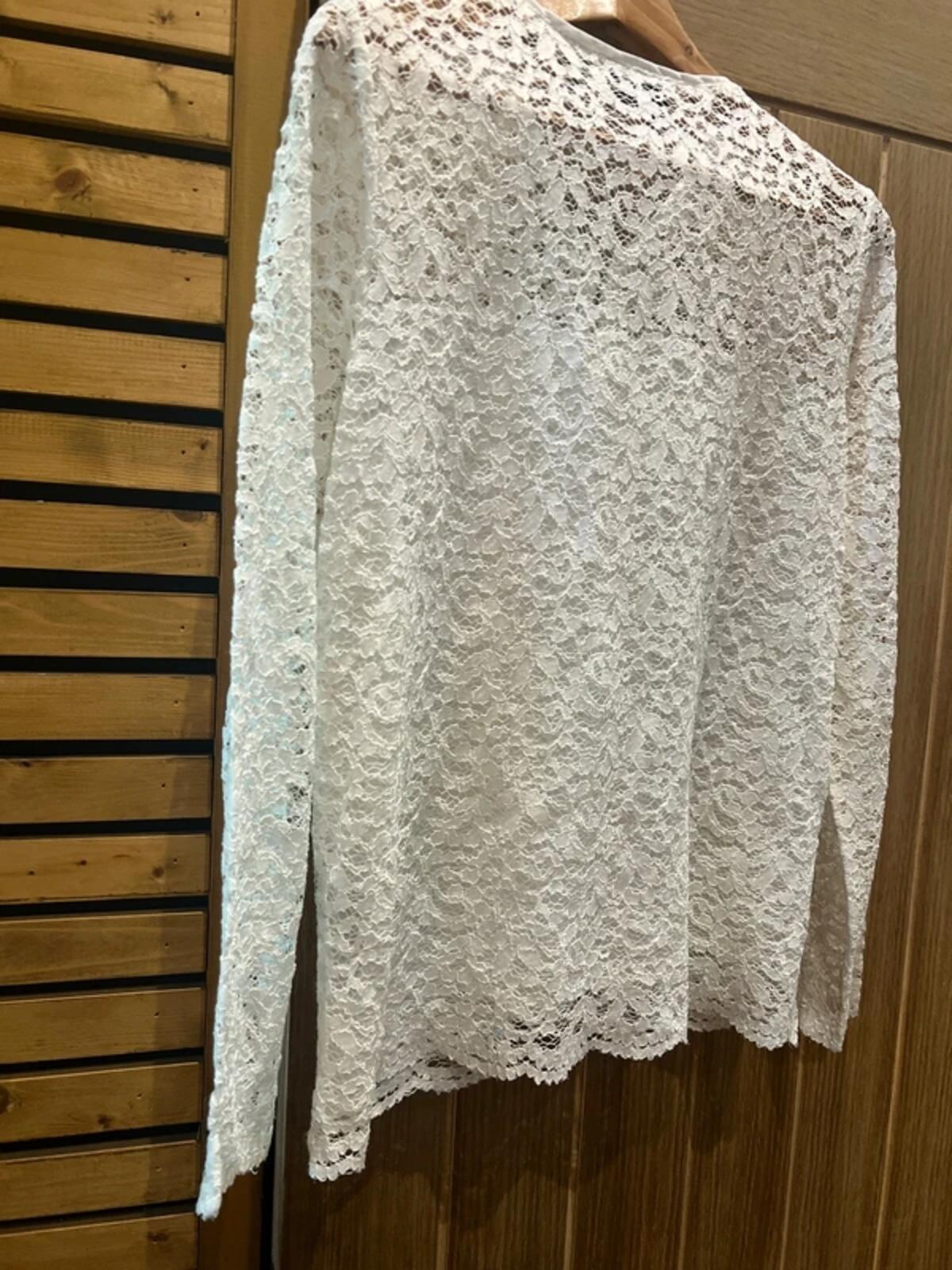 The Kooples White Lace Zip Top L