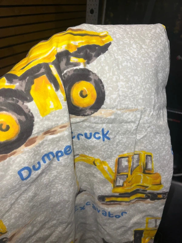 Vintage Digger Construction Grey Curtains Pair