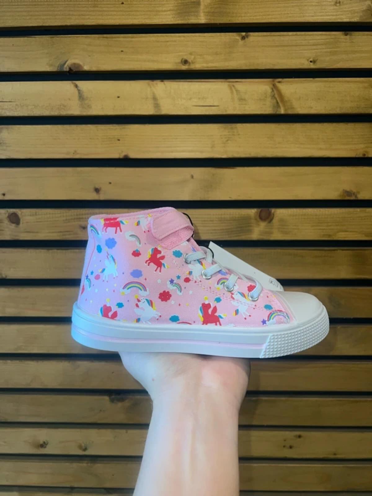 Unicorn Print Pink Mid Trainers UK12 NEW