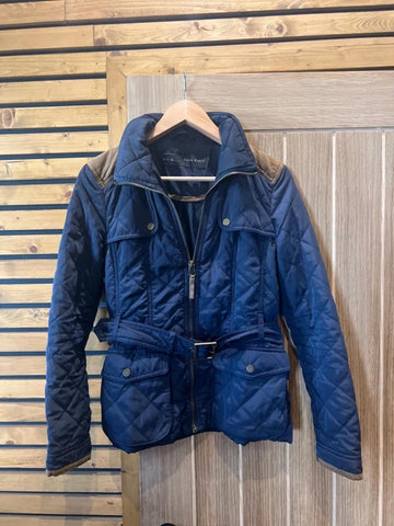 Zara Navy Diamond Quilted Jacket M