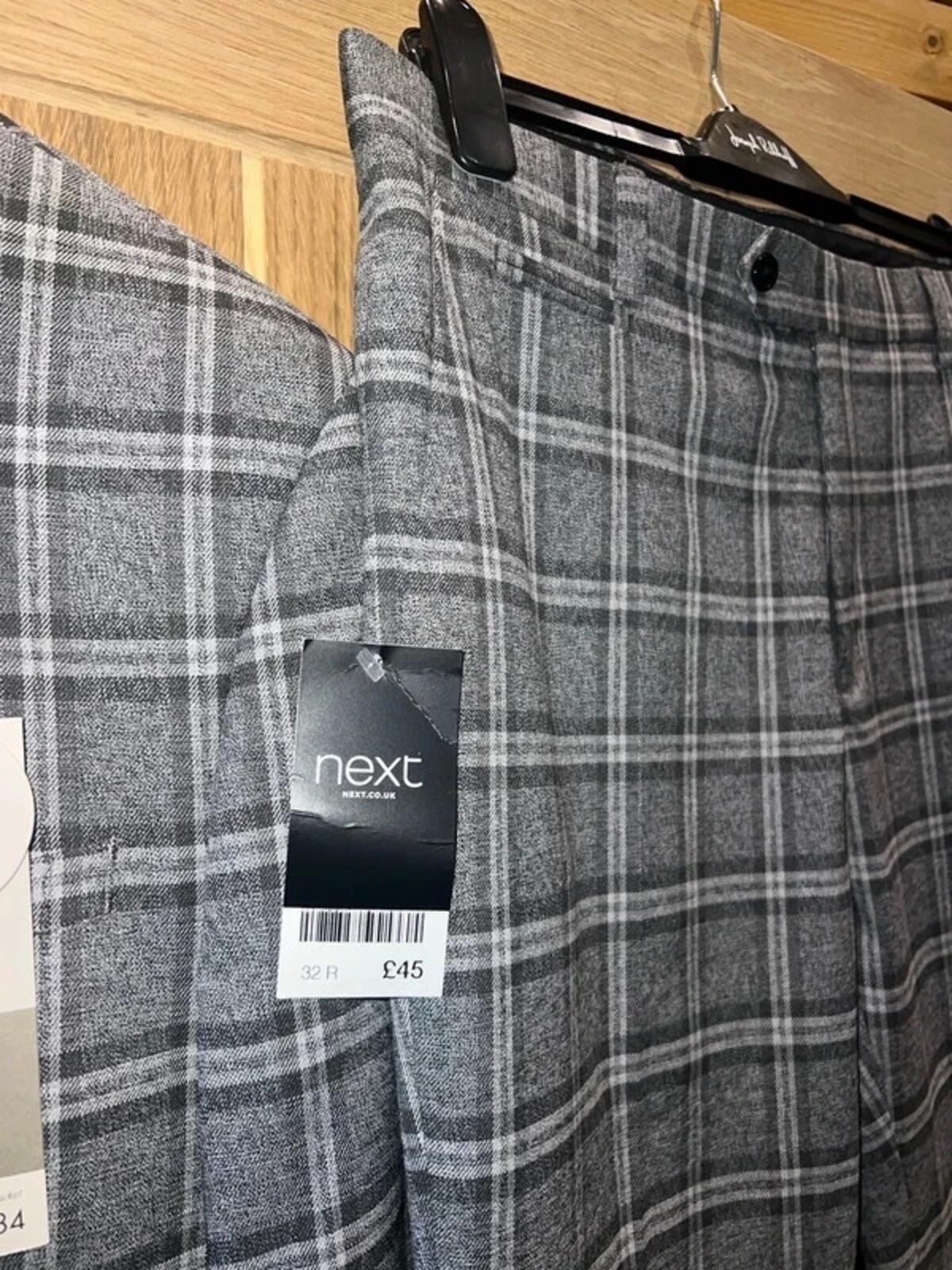 Next Grey Plaid Suit Jacket & Trousers Set NEW