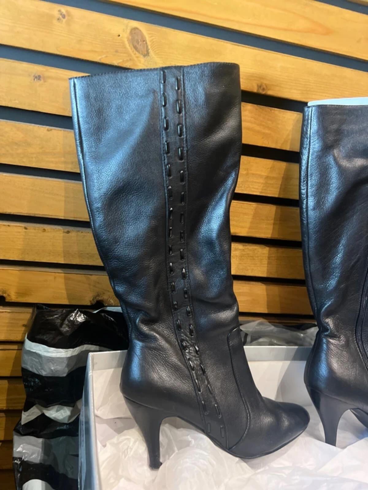 Wallis Black Long Leather Boots UK5