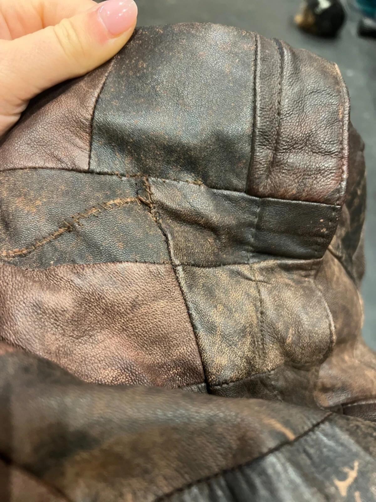 Vintage 1980’s Milan Brown Patchwork Leather Bomber Jacket XL