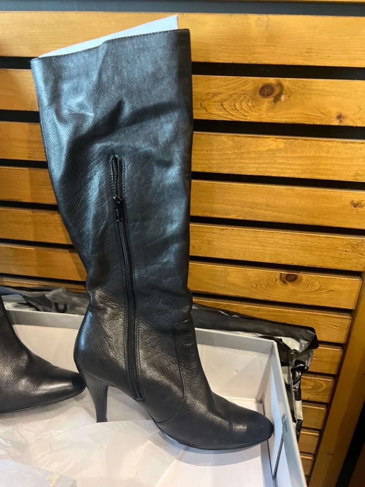 Wallis Black Long Leather Boots UK5