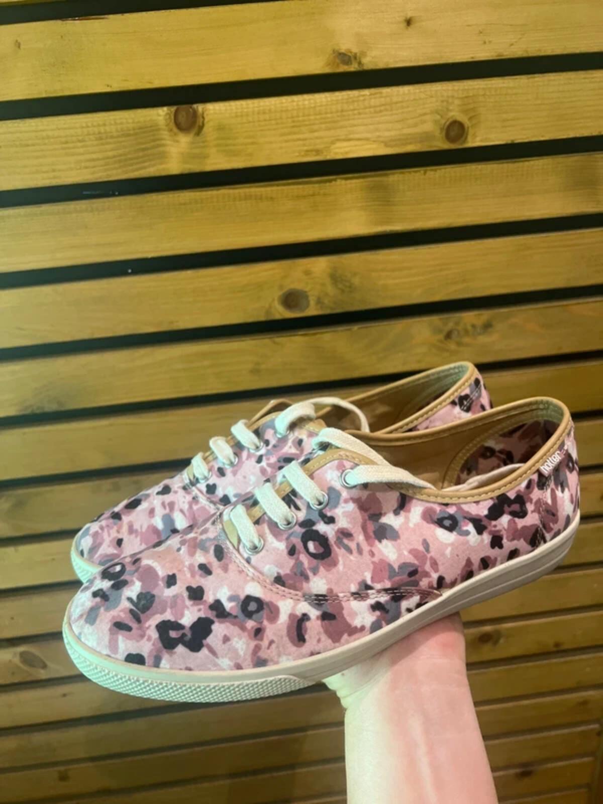 Hotter Mabel Oxford Pink Floral Pumps Canvas Shoes UK6.5