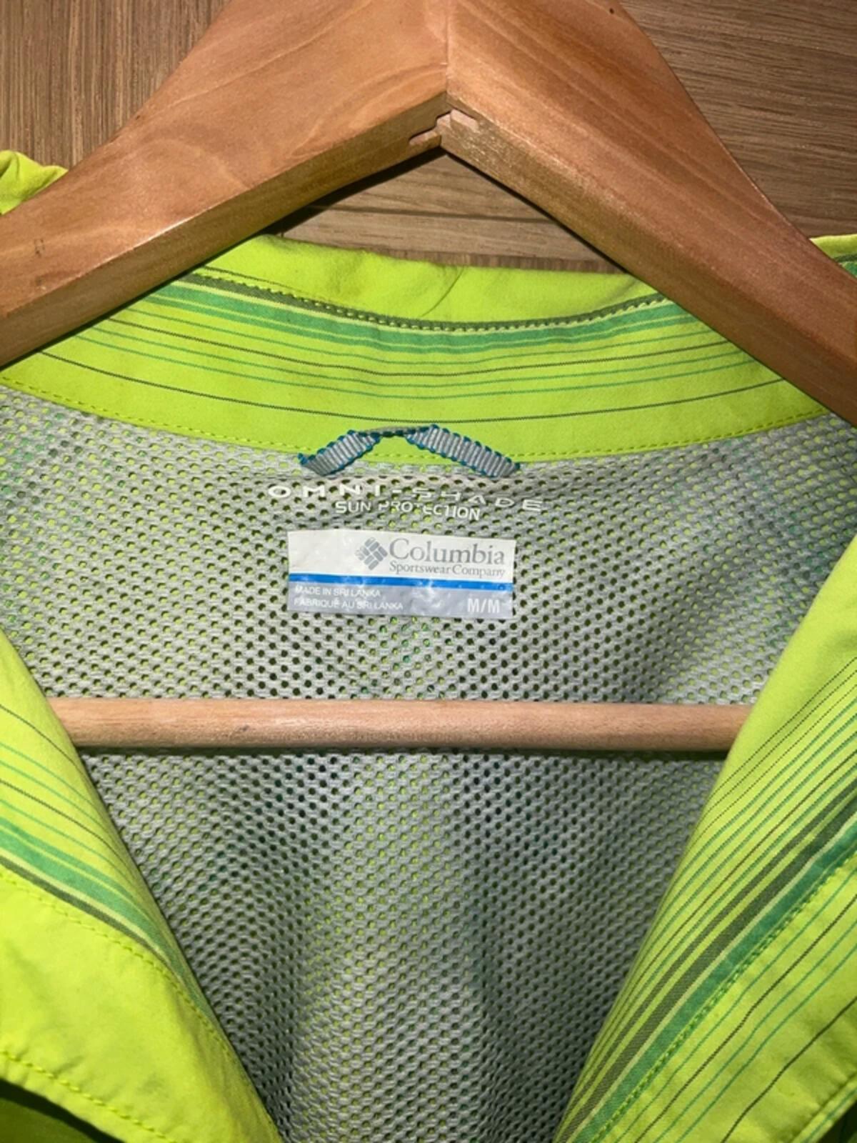 Columbia Omni-Shade Lime Green Fishing Shirt M