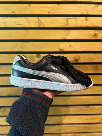 Puma Basket Black & Silver Trainers UK6