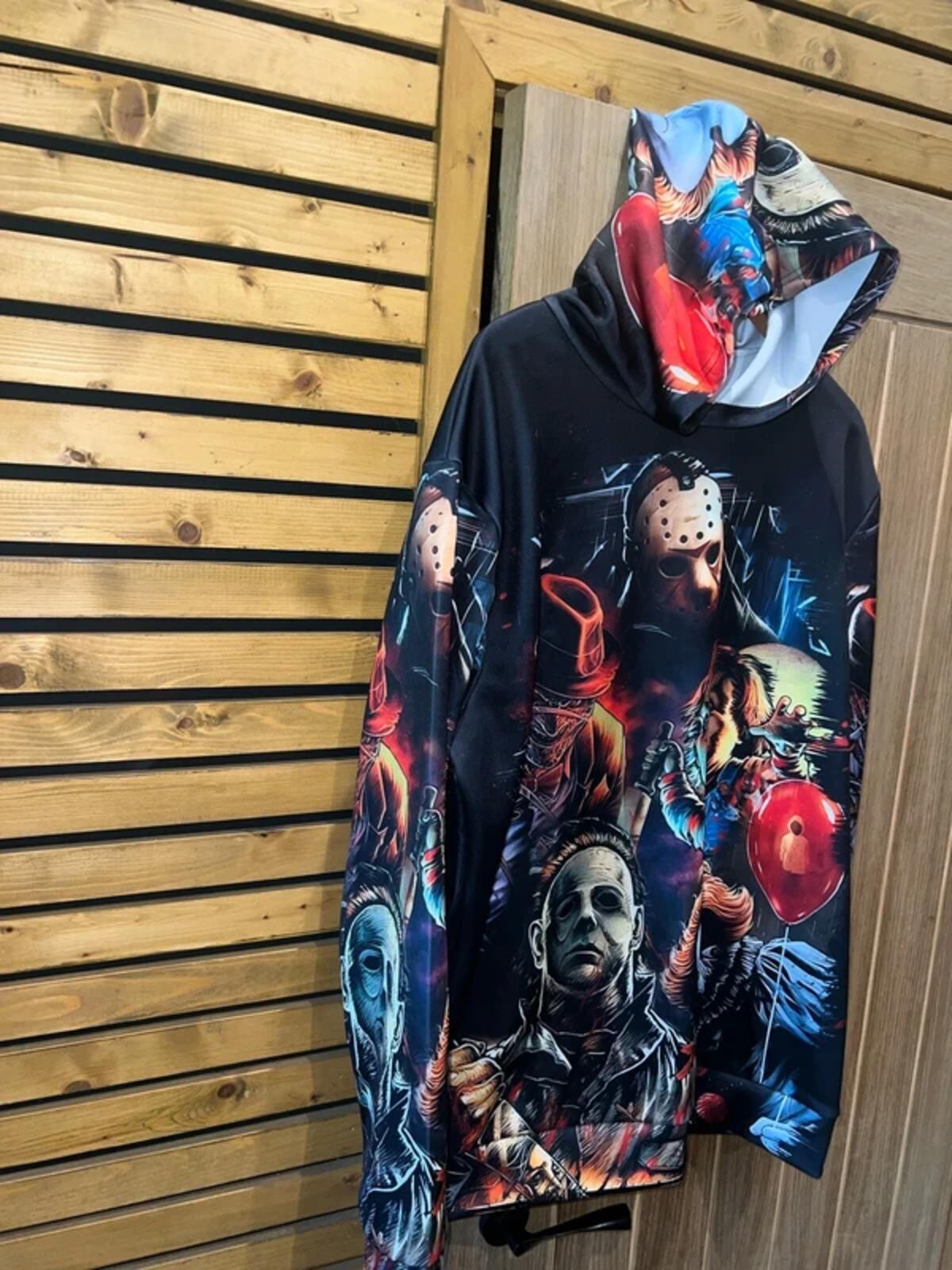 Horror Movie Graphic Black Hoodie L