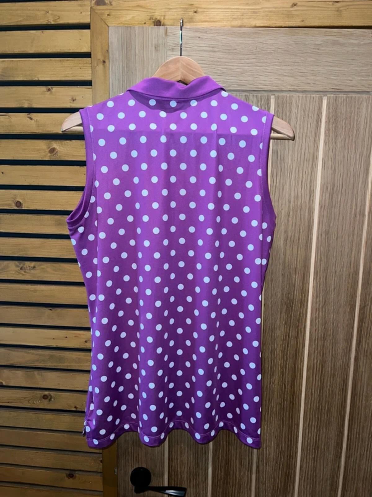Nike Golf Dri Fit Purple Polka Dot Polo Vest Top L