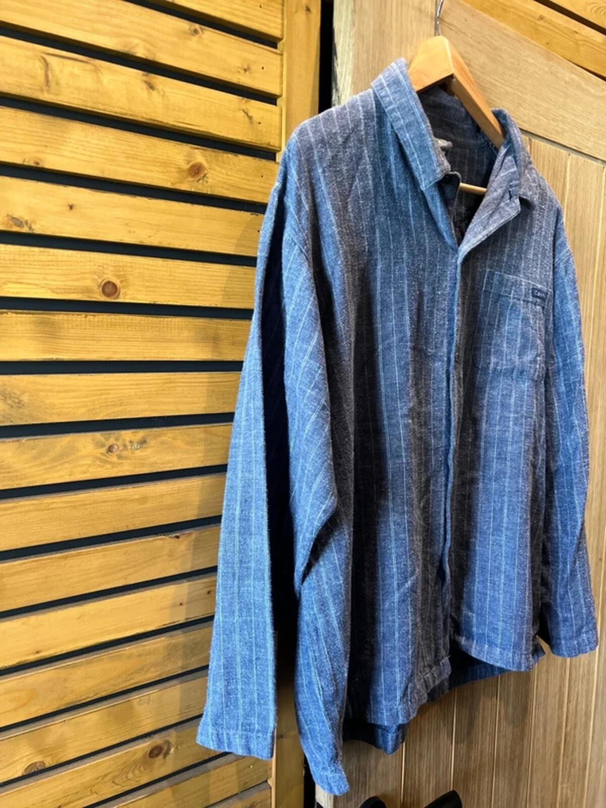 Calvin Klein Blue Striped Long Sleeve Shirt M