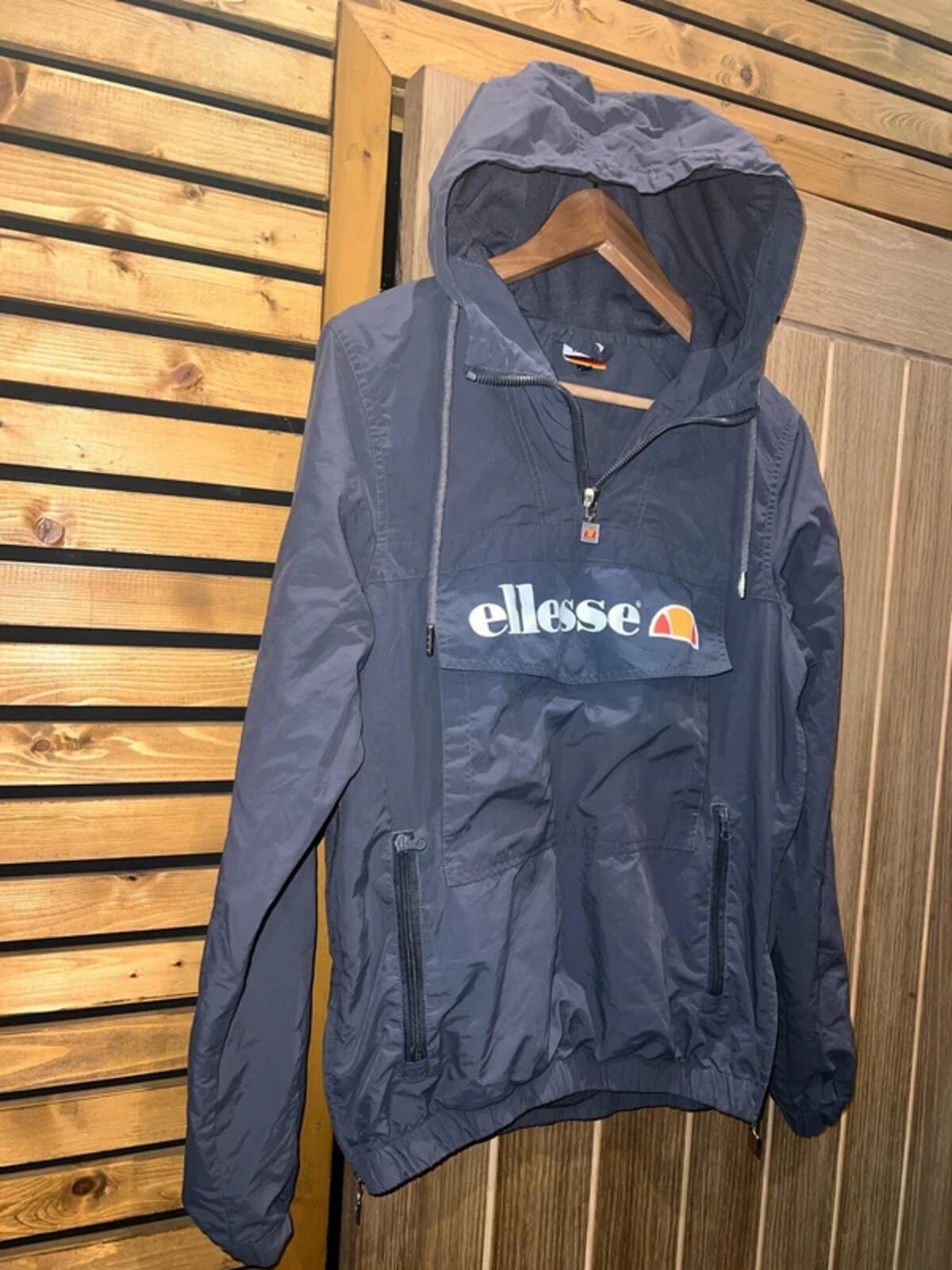 Ellesse Grey 1/4 Zip Pullover Hooded Windbreaker S
