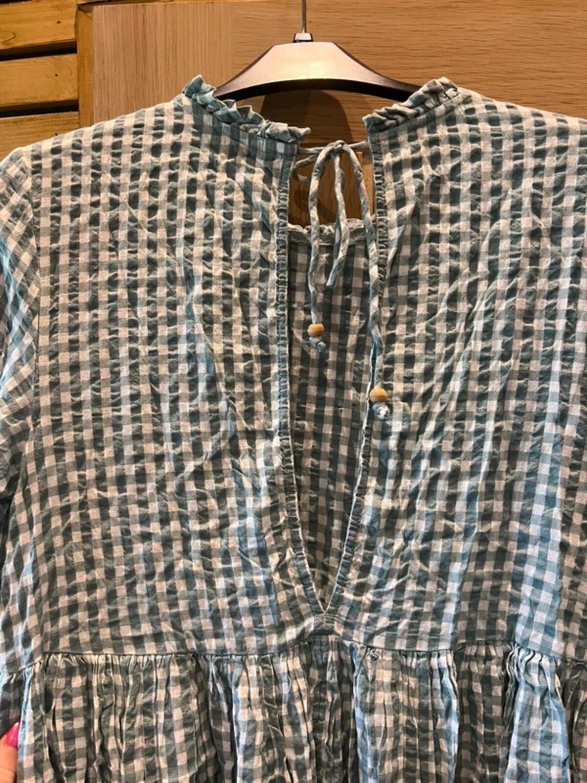 Free People Blue Check Gingham Dress L NEW