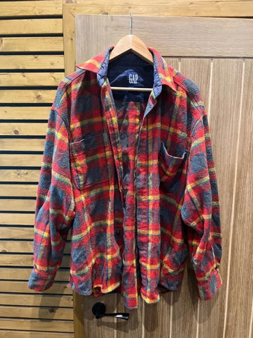 Vintage 1990's GAP Red Plaid Over Shirt L