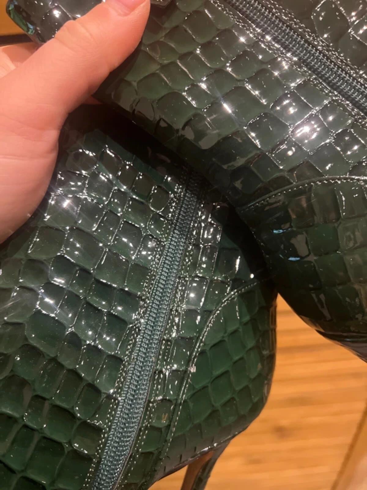 River Island Dark Green Faux Croc Print Stiletto Boots UK5 NEW