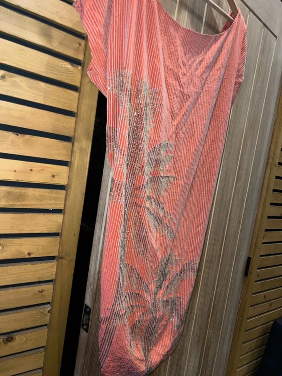 Diane Von Furstenberg Coral Silk Embellished Palm Tree Dress 14