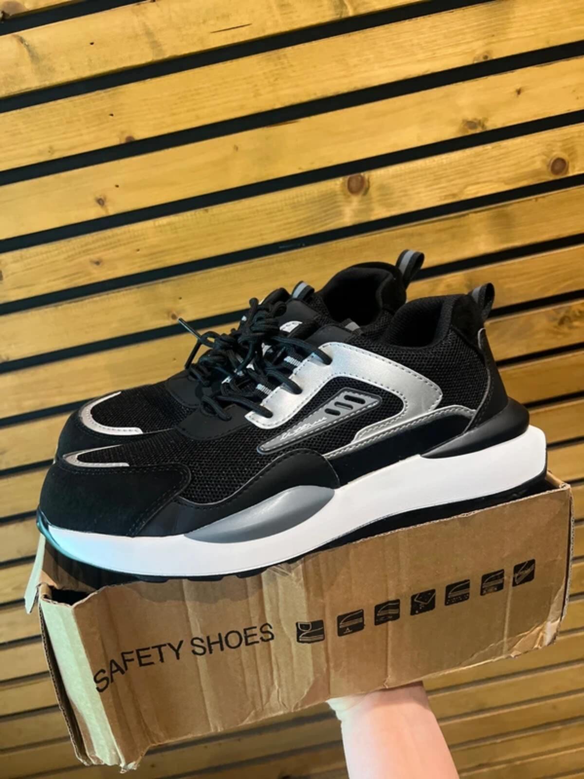 Black & Silver Work Safety Trainers UK9 NEW
