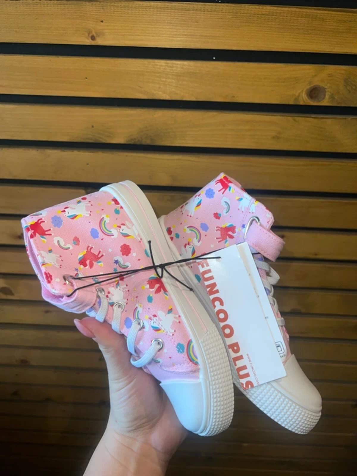 Unicorn Print Pink Mid Trainers UK12 NEW