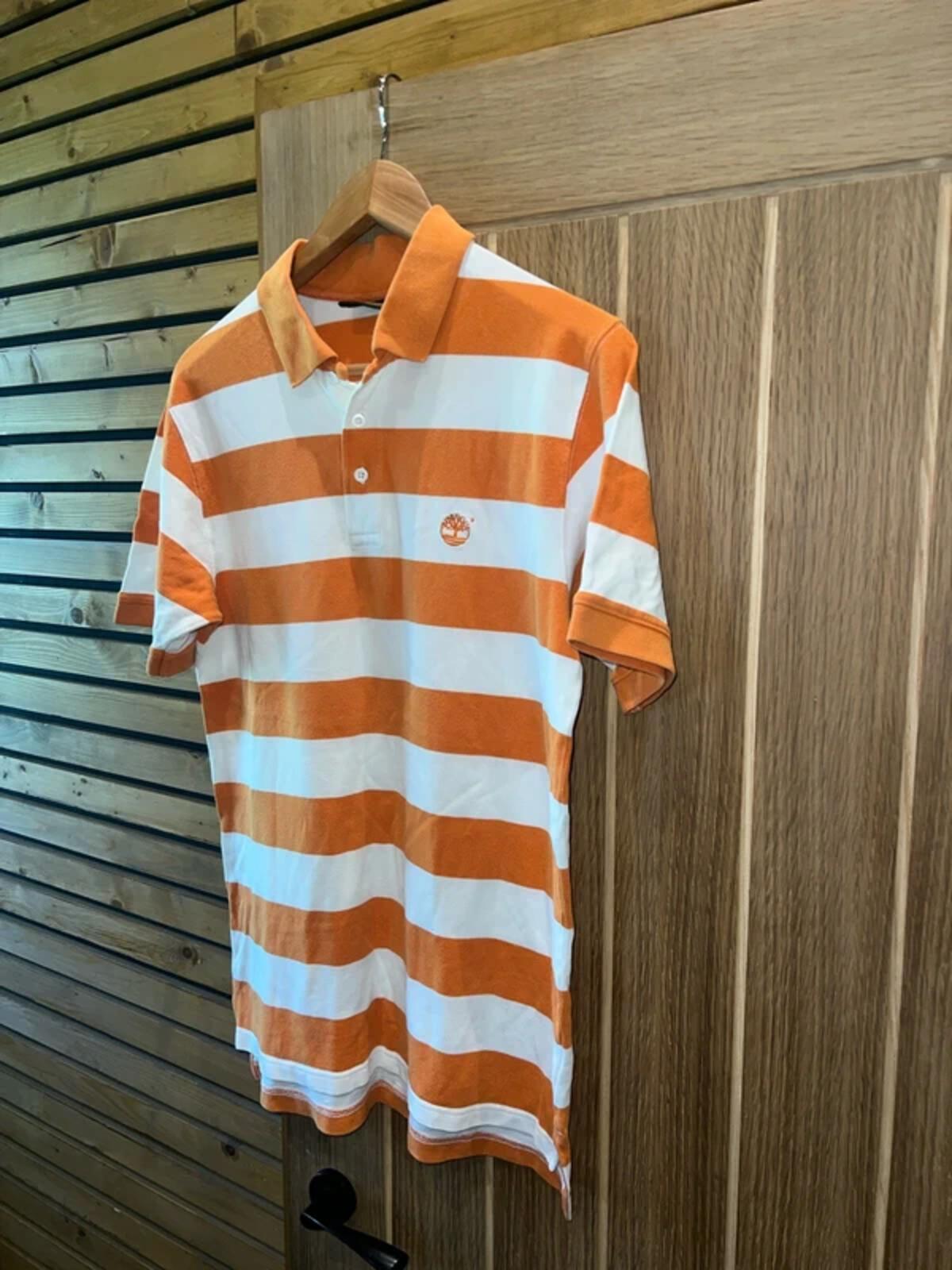 Timberland Orange White Striped Polo Shirt S