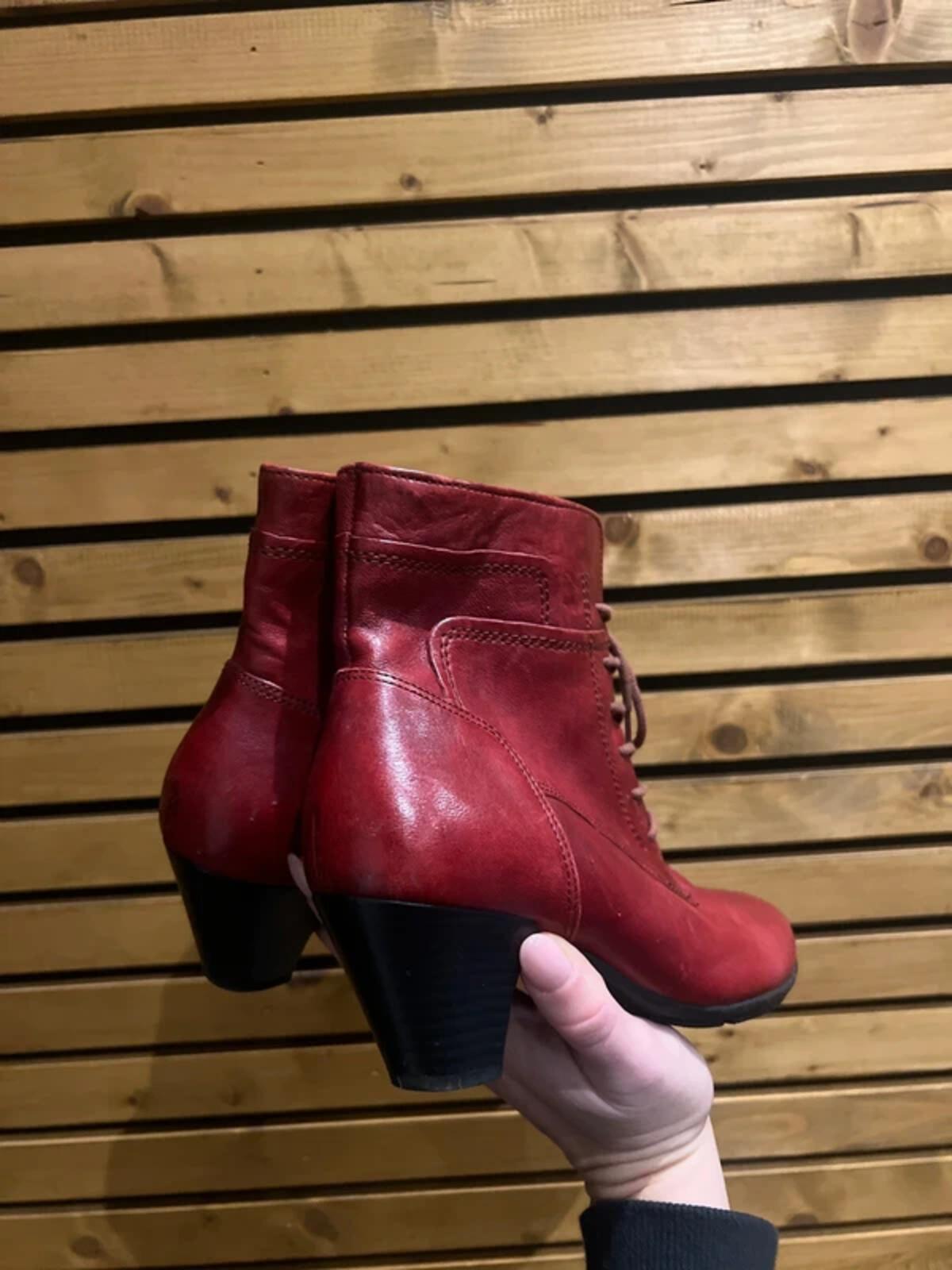 Gabor National Dark Red Leather Ankle Boots UK6.5