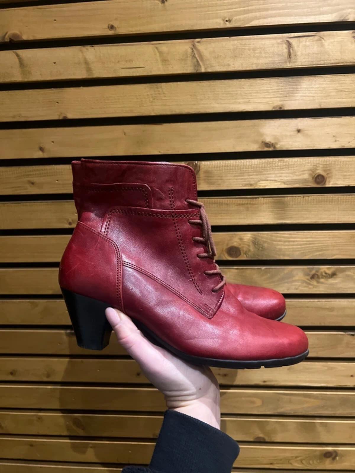 Gabor National Dark Red Leather Ankle Boots UK6.5