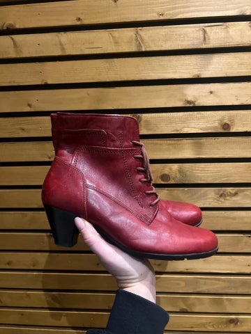 Gabor National Dark Red Leather Ankle Boots UK6.5