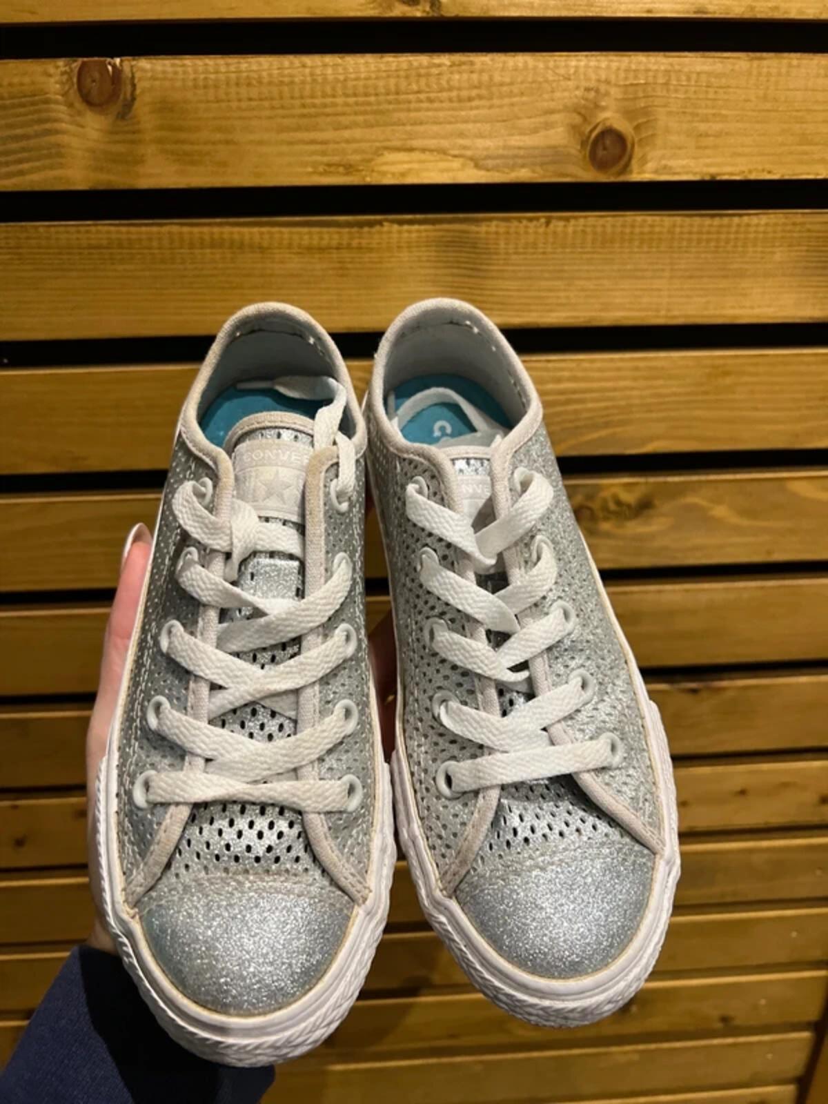 Converse Silver Sparkly Trainers UK12
