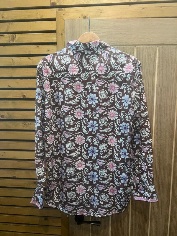 Vintage Joe Browns Fried Frog Brown Paisley Floral Shirt M