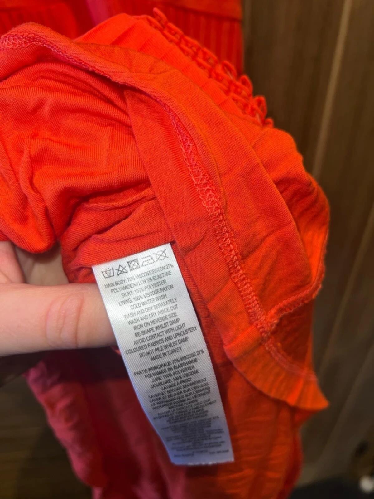 French Connection Coral Pleated Lace V Neck Dress 12