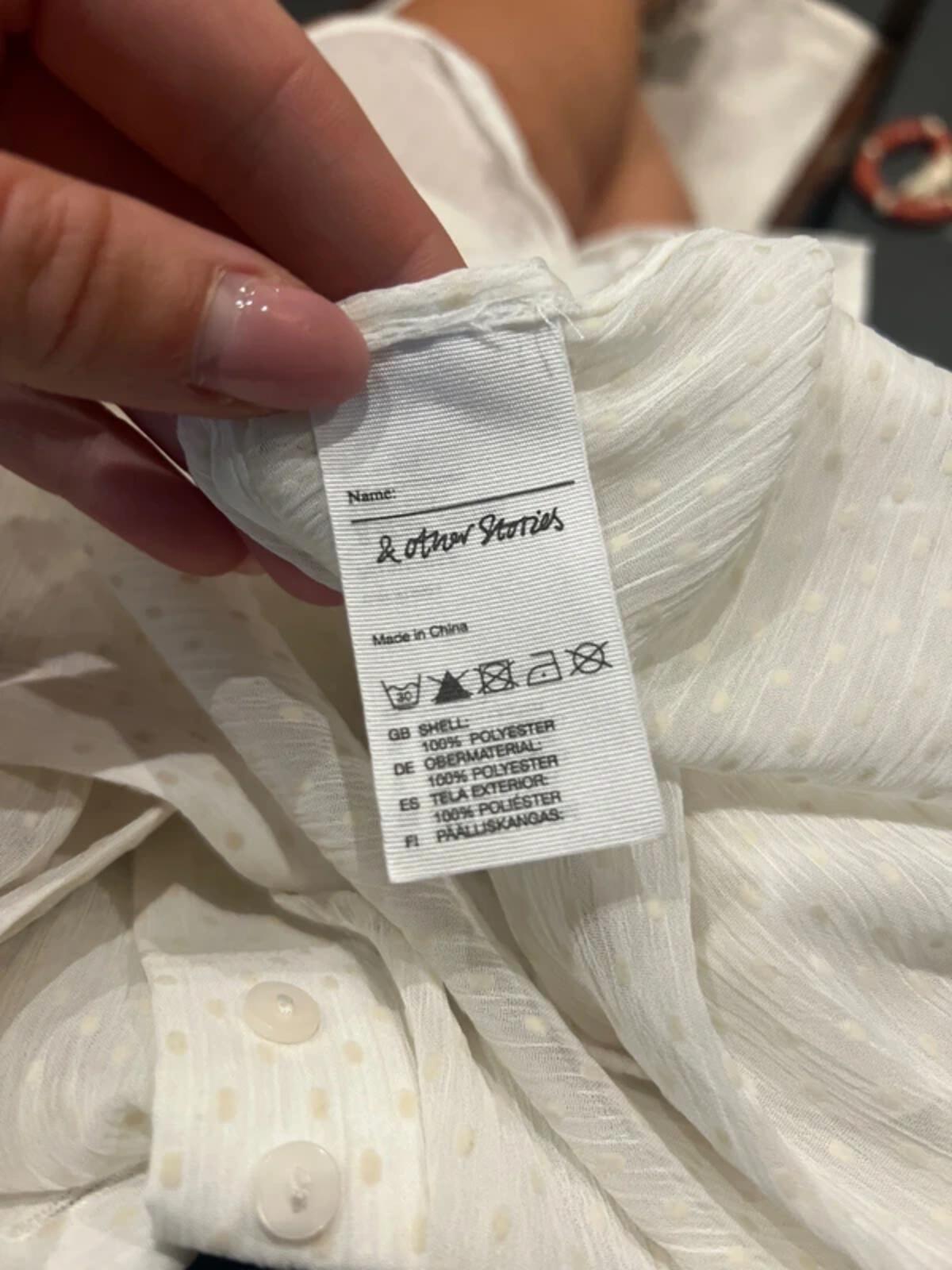 & Other Stories Cream Polka Dot Button Blouse M