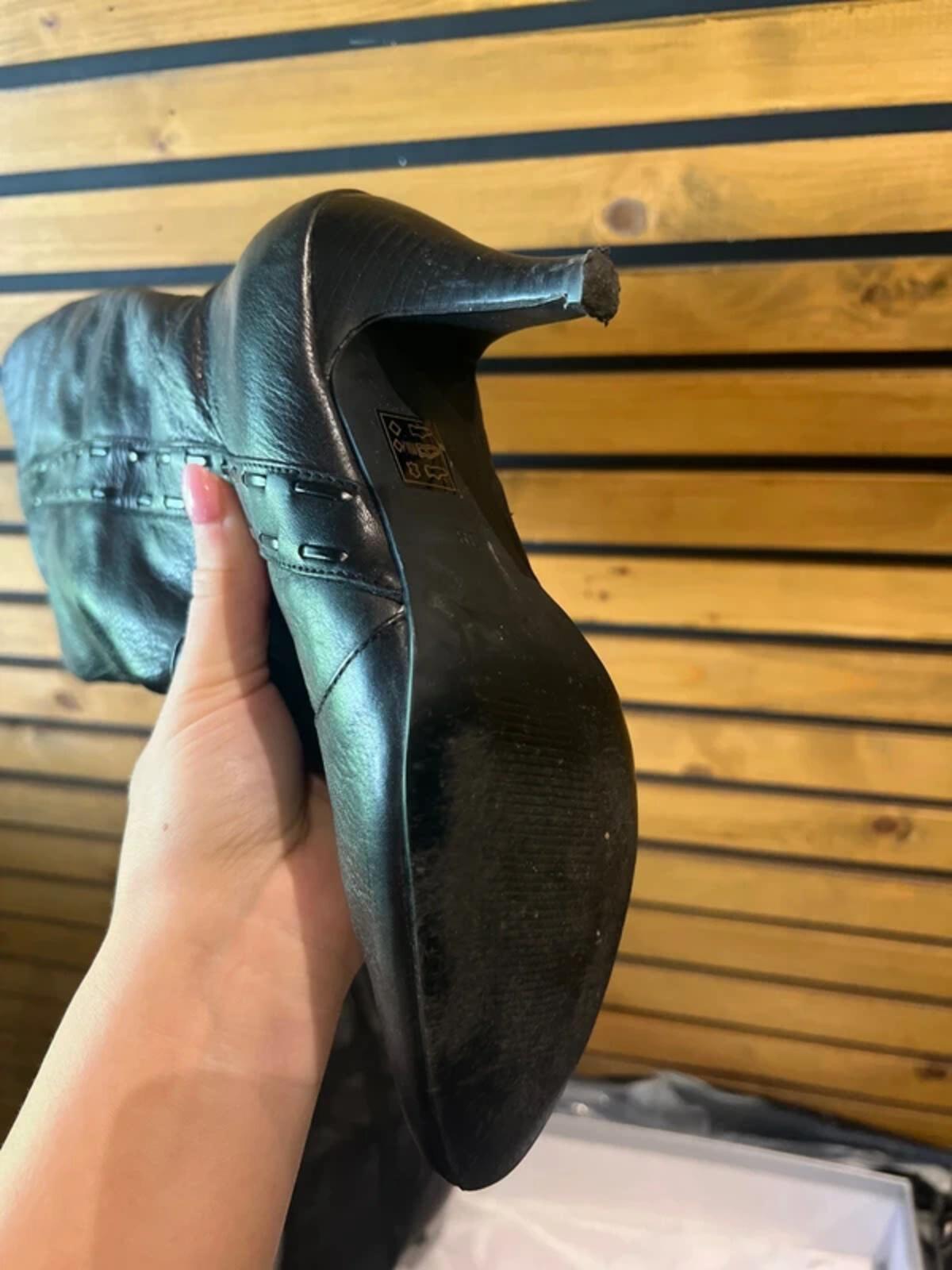 Wallis Black Long Leather Boots UK5