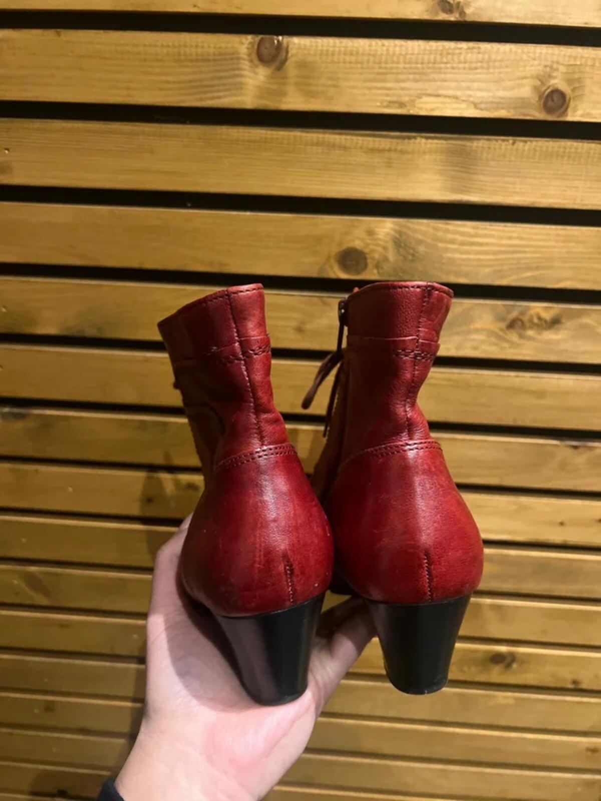Gabor National Dark Red Leather Ankle Boots UK6.5