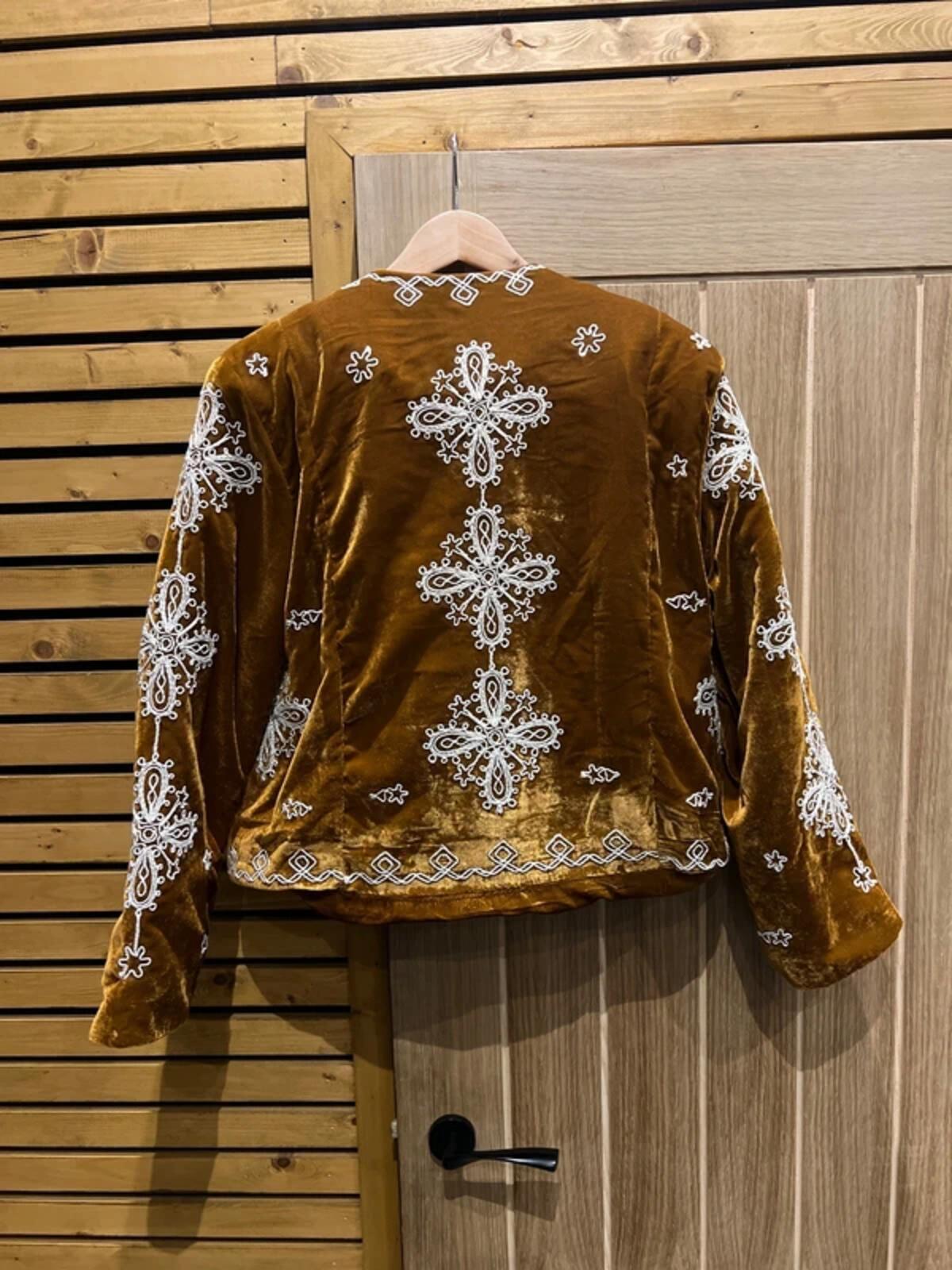 Free People Mia Embellished Brown Velvet Jacket XS NEW
