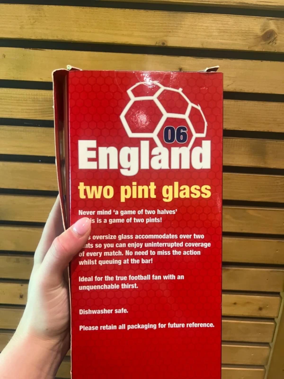 England Football 2006 World Cup Germany Vintage Two Pint Glass NEW