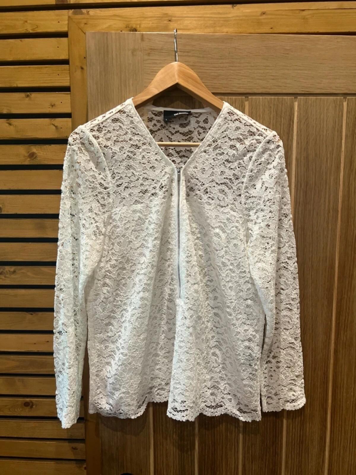 The Kooples White Lace Zip Top L