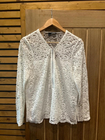 The Kooples White Lace Zip Top L