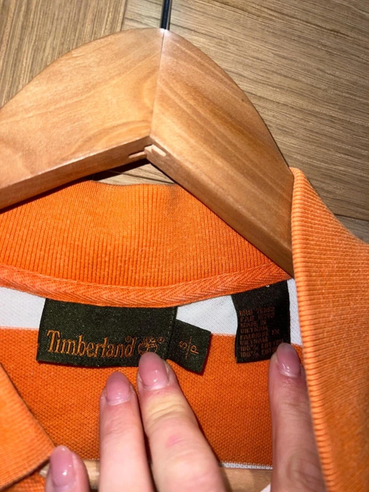 Timberland Orange White Striped Polo Shirt S